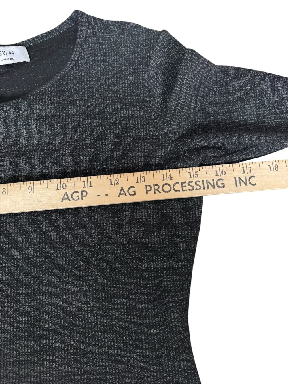 Bailey 44 Gray Knit Top Faux Leather Cuff Sleeves XS Made in USA Minimalist BB34 - Picture 4 of 7
